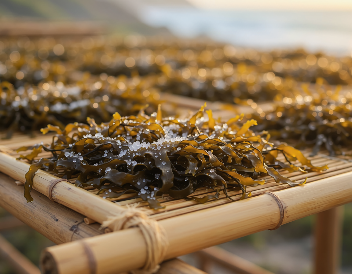 Sun-drying seaweed racks in Bali